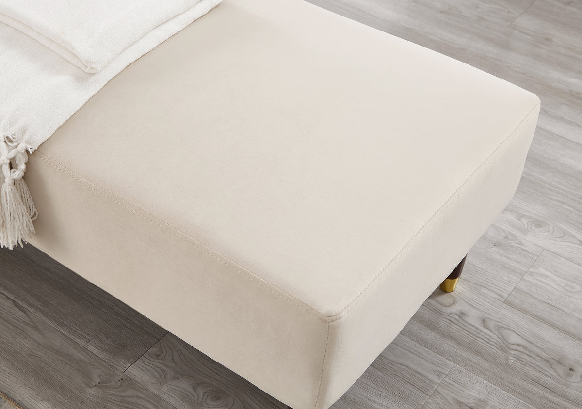 Modern Chaise Lounge Chair Velvet Upholstery Beige Beige Foam Velvet 1 Seat