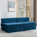 Folding Sofa Bed, Futon Sleeper Chair, Convertible Chair Floor Couch & Sleeping Mattress For Living Room, Guest Room, Home Office, Apartment, Small Space, Bed, Removable Back Cushion, Blue, 1 Seat Blue Chenille Primary Living Space Pillow Back Soft