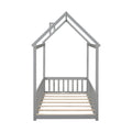 Twin House Bed With Guardrails, Slats ,Grey Twin Grey Wood Bedroom American Design Pine Bed Frame Pine