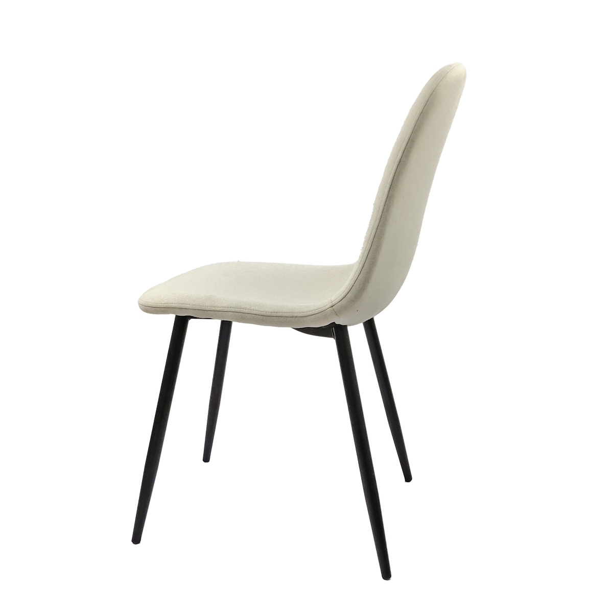 Dining Chairs Set Of 4, Modern Accent Chairs With Linen Fabric Upholstered Seat, Spoon Shape Kitchen Chair With Black Metal Legs Dining Side Chairs For Dining Room Kitchen Beige Metal Beige Kitchen