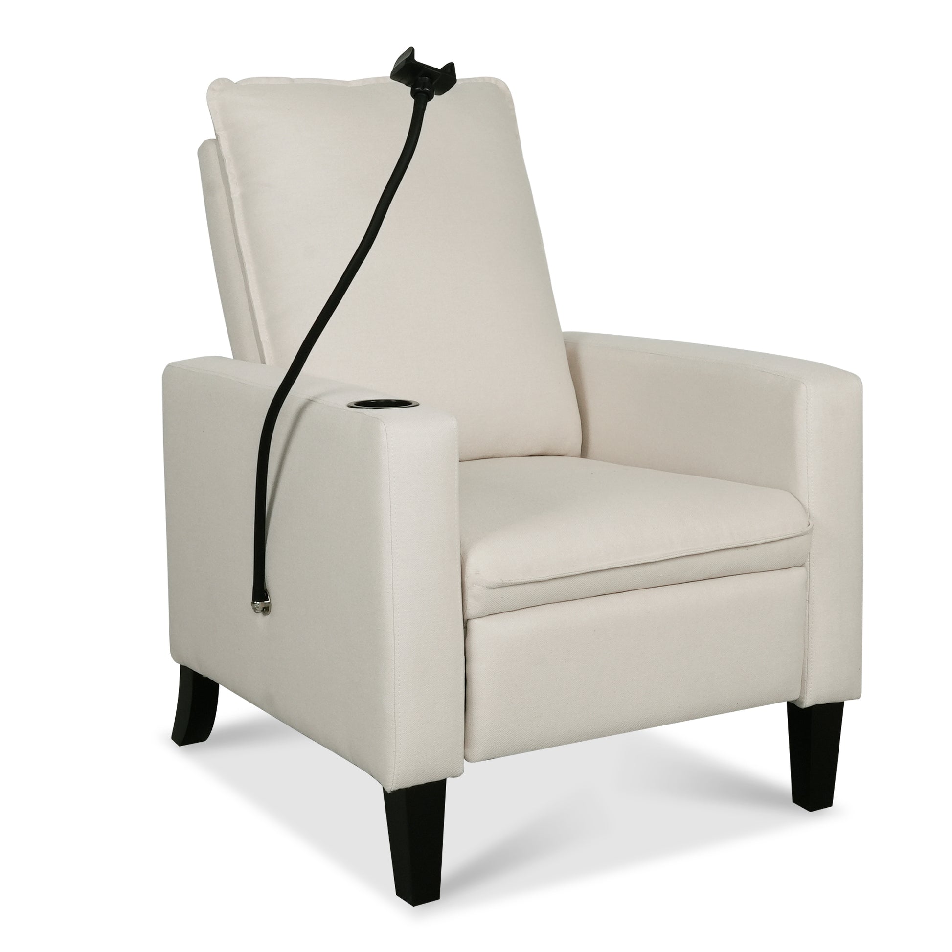 Recliner Chairs For Adults, Adjustable Recliner Sofa With Mobile Phone Holder & Cup Holder, Modern Reclining Chairs Fabric Push Back Recliner Chairs For Living Room, Bedroom, Beige Beige Foam Polyester