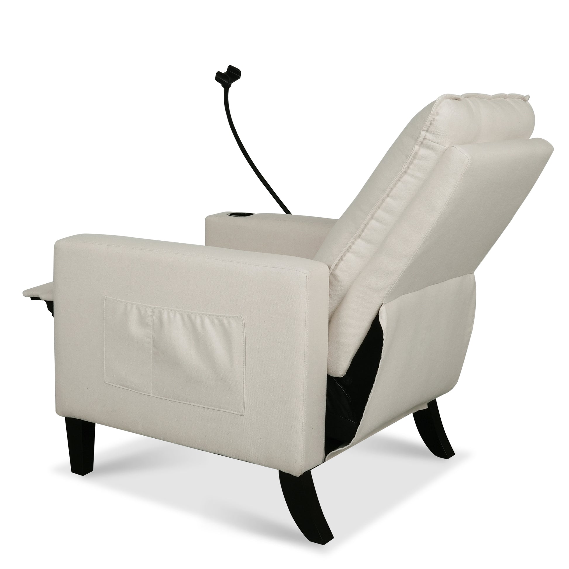 Recliner Chairs For Adults, Adjustable Recliner Sofa With Mobile Phone Holder & Cup Holder, Modern Reclining Chairs Fabric Push Back Recliner Chairs For Living Room, Bedroom, Beige Beige Foam Polyester