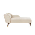 Modern Chaise Lounge Chair Velvet Upholstery Beige Beige Foam Velvet 1 Seat