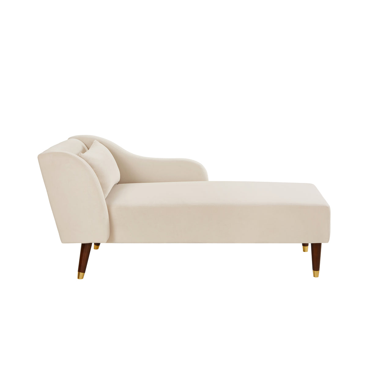 Modern Chaise Lounge Chair Velvet Upholstery Beige Beige Foam Velvet 1 Seat