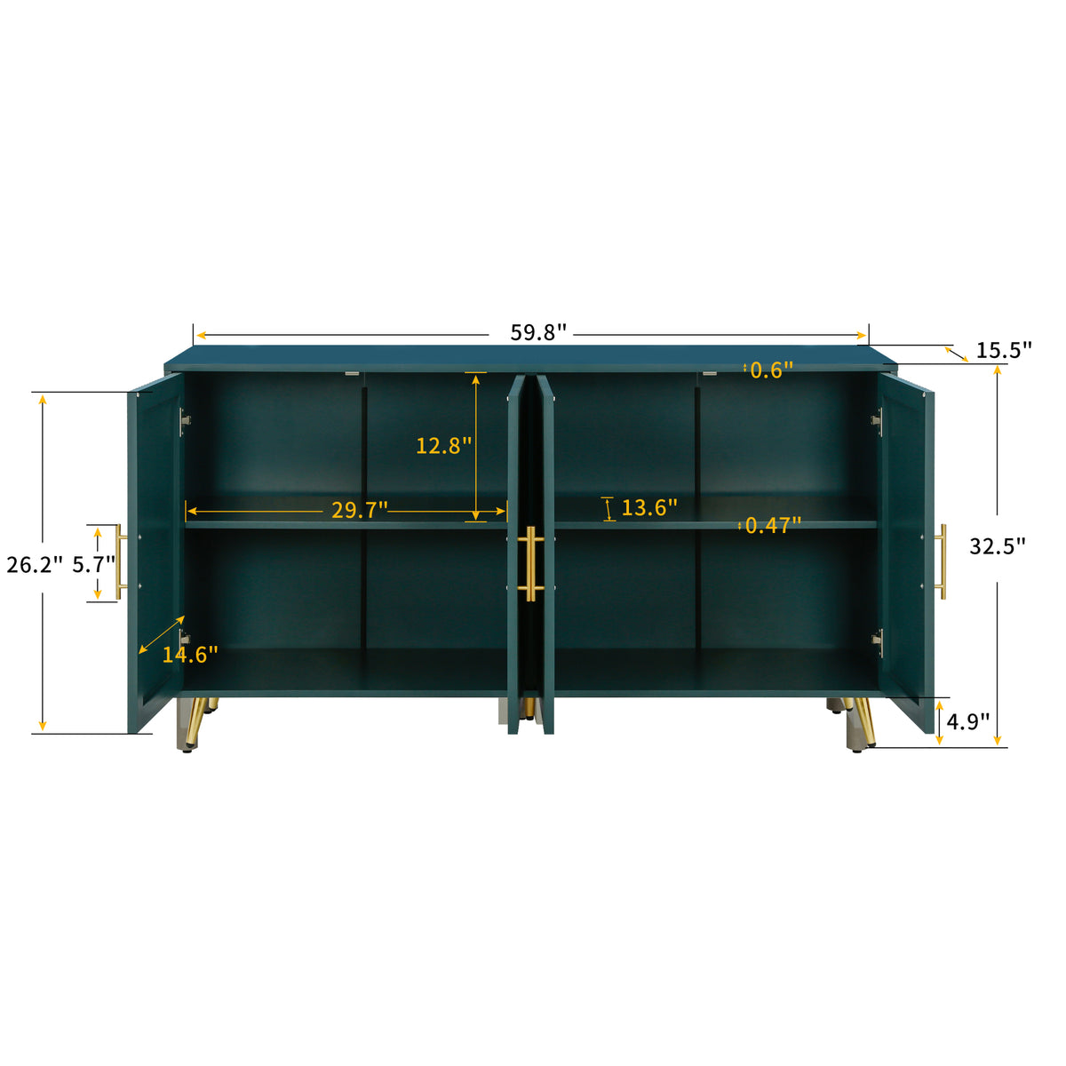Wood Tv Stand With Storage Cabinet & Adjustable Shelves, Media Tv Console For Living Room Bedroom Navy Blue Navy Blue Mdf