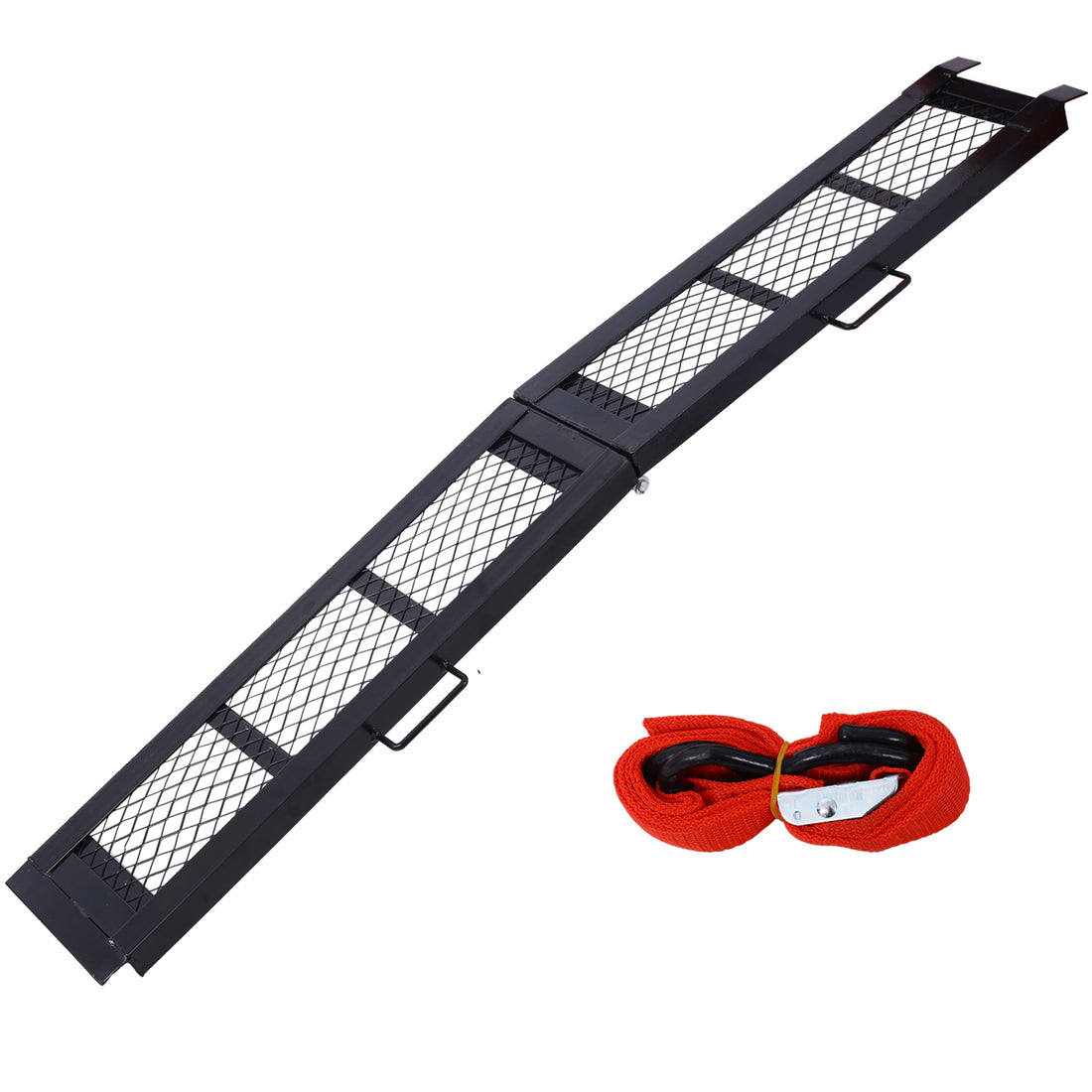 80" Steel Loading Ramp, 500Lbs Capacity, Portable Motorcycle Ramp, Folding Atv Ramp For Pick Up Truck, Black, Pack Of 1 Black Steel