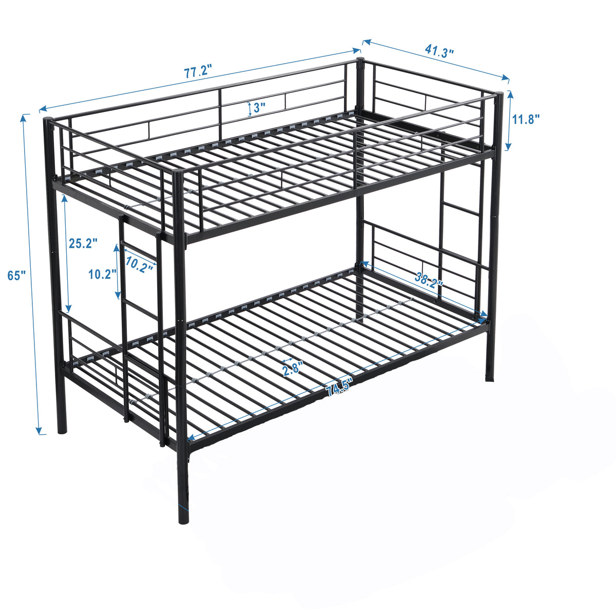 Metal Bunk Bed Black Black Metal