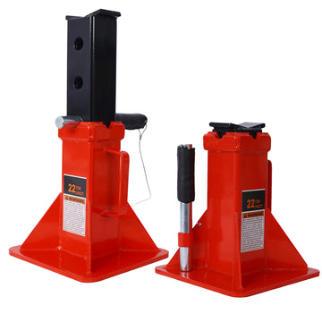 Heavy Duty Pin Type Professional Car Jack Stand With Lock, 22 Ton 44,000 Lb Capacity, Red, 1 Pair Red Steel