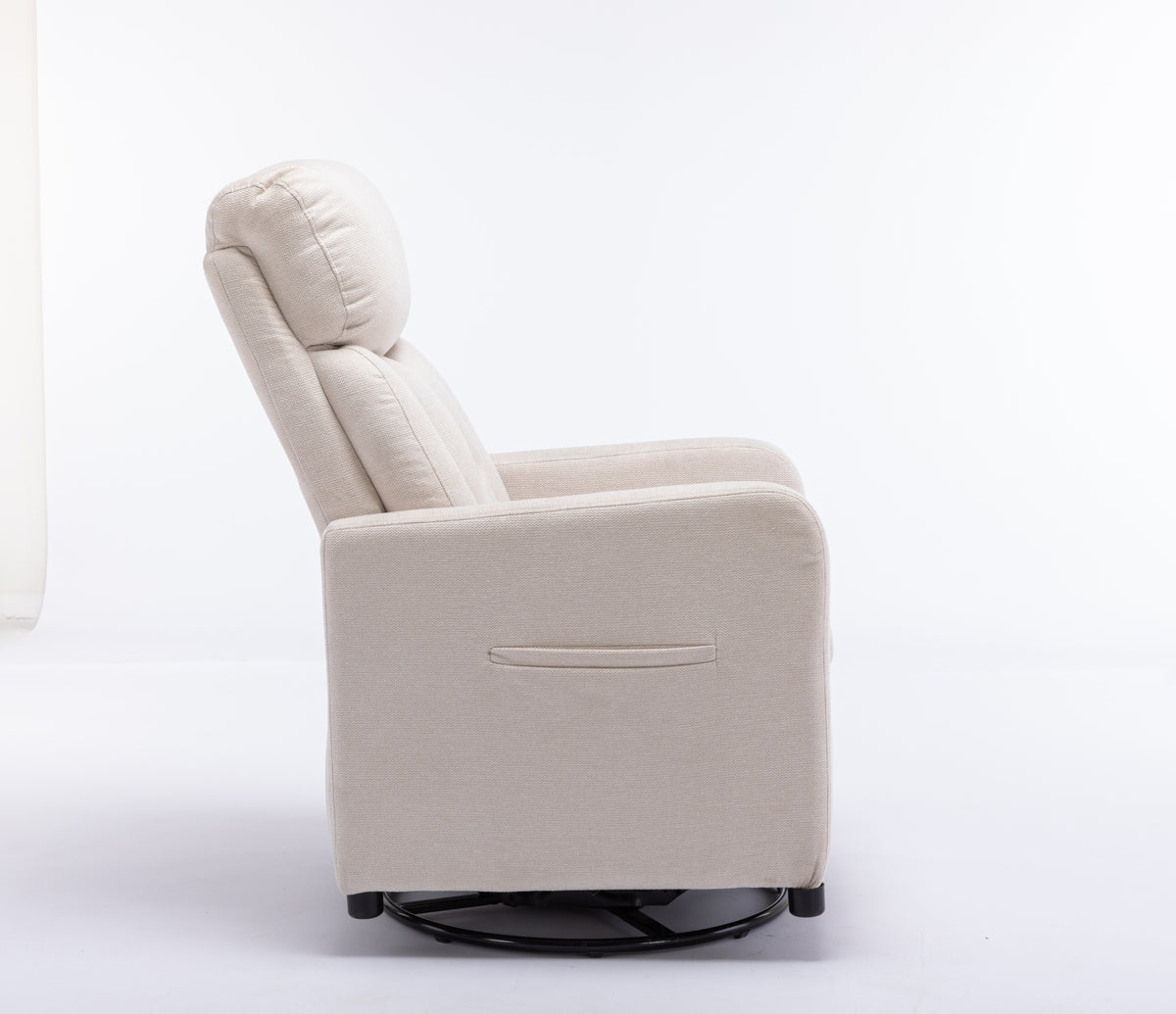 022 Linen Fabric Swivel Rocking Chair Gilder Chair With Pocket,Beige Cushion Solid Beige White Primary Living Space Sponge Wipe Clean Modern Rocking Chairs Eucalyptus Tufted Back Foam Linen