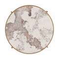 32.48'' Round Coffee Table With Sintered Stone Top&Sturdy Metal Frame, Modern Coffee Table For Living Room, Golden Golden Iron