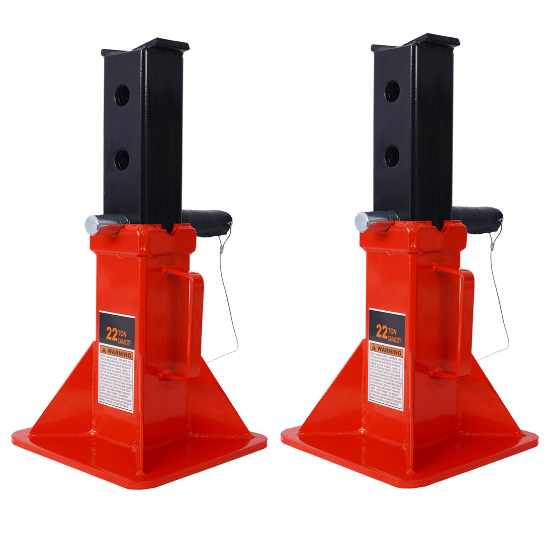 Heavy Duty Pin Type Professional Car Jack Stand With Lock, 22 Ton 44,000 Lb Capacity, Red, 1 Pair Red Steel