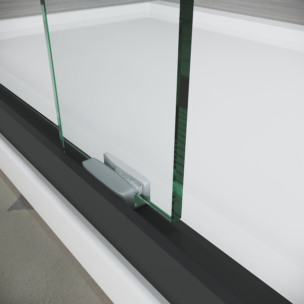 Sliding Glass Tub Door 56 60 In. W X 57 In. H, Matte Black Semi Frameless Double Bathtub Door, Certified Thick Clear Clear Tempered Glass, 304 Stainless Steel Handles. Matt Black Aluminum