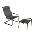 Outdoor Patio Bistro Set Of 2, C Spring Motion Chair, All Weather Conversation Armchair With Ottoman & Quick Dry Textile For Porch,Deck,Yard,Garden,Lawn 1 Chair 1 Ottoman Dark Gray Metal