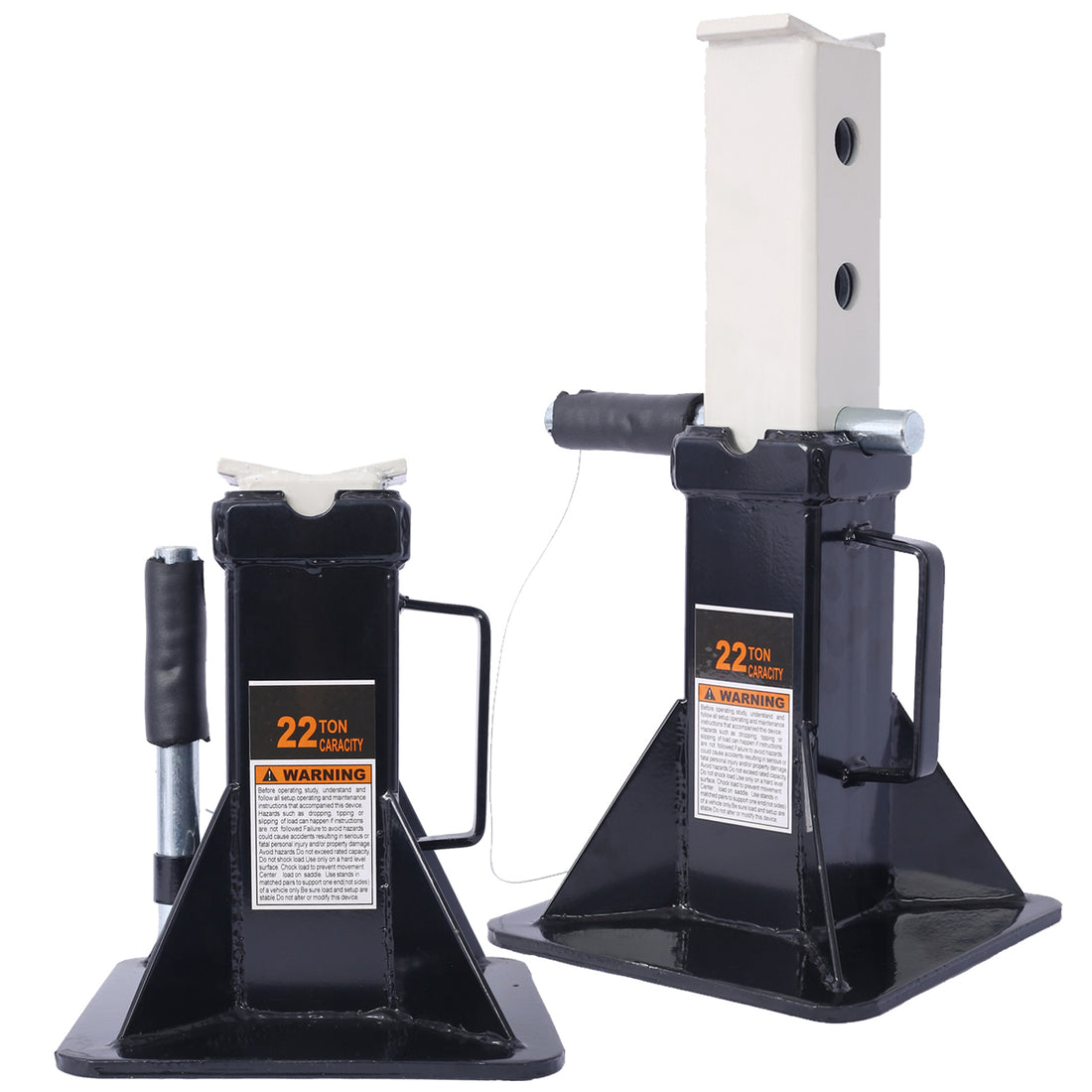 Heavy Duty Pin Type Professional Car Jack Stand With Lock, 22 Ton 44,000 Lb Capacity, Black, 1 Pair Black Steel
