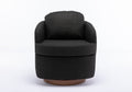 035 Linen Fabric Swivel Accent Chair With Soild Wood Round Brown Base Leg,Dark Gray Dark Gray Brown Primary Living Space Modern Eucalyptus Foam Linen