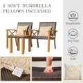 Patio Bistro Set 3 Pieces With Wood Grain Aluminum Wicker Padded Porch Chairs,Coffee Table,Outdoor Conversation Set With Beige Sunbrella Pillows 1Table 2 Chairs Yellow Brown Aluminum