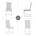 Modern Dining Chairs With Faux Leather Padded Seat Dining Living Room Chairs Upholstered Chair With Chrome Metal Legs Design For Kitchen, Living, Bedroom, Dining Room Side Chairs Set Of 4 Grey Silver Metal