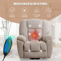 Power Lift Recliner Chair Recliners For Elderly With Heat And Massage Recliner Chair For Living Room With Infinite Position And Side Pocket,Usb Charge Port Beige Beige Soft Heavy Duty Cotton Wood Metal