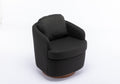 035 Linen Fabric Swivel Accent Chair With Soild Wood Round Brown Base Leg,Dark Gray Dark Gray Brown Primary Living Space Modern Eucalyptus Foam Linen