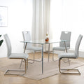 Modern Dining Chairs With Faux Leather Padded Seat Dining Living Room Chairs Upholstered Chair With Chrome Metal Legs Design For Kitchen, Living, Bedroom, Dining Room Side Chairs Set Of 4 Grey Silver Metal