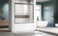 Sliding Glass Tub Door 56 60 In. W X 57 In. H, Matte Black Semi Frameless Double Bathtub Door, Certified Thick Clear Clear Tempered Glass, 304 Stainless Steel Handles. Matt Black Aluminum