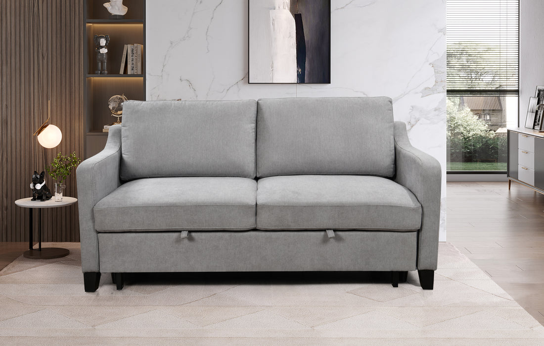 69"3 In 1 Convertible Queen Sleeper Sofa Bed, Modern Fabric Loveseat Futon Sofa Couch W Pullout Bed, Small Beautiful Seat Lounge Sofa W Reclining Backrest, Furniture For Living Room, White Gray