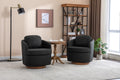 035 Linen Fabric Swivel Accent Chair With Soild Wood Round Brown Base Leg,Dark Gray Dark Gray Brown Primary Living Space Modern Eucalyptus Foam Linen