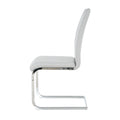 Modern Dining Chairs With Faux Leather Padded Seat Dining Living Room Chairs Upholstered Chair With Chrome Metal Legs Design For Kitchen, Living, Bedroom, Dining Room Side Chairs Set Of 4 Grey Silver Metal