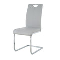 Modern Dining Chairs With Faux Leather Padded Seat Dining Living Room Chairs Upholstered Chair With Chrome Metal Legs Design For Kitchen, Living, Bedroom, Dining Room Side Chairs Set Of 4 Grey Silver Metal