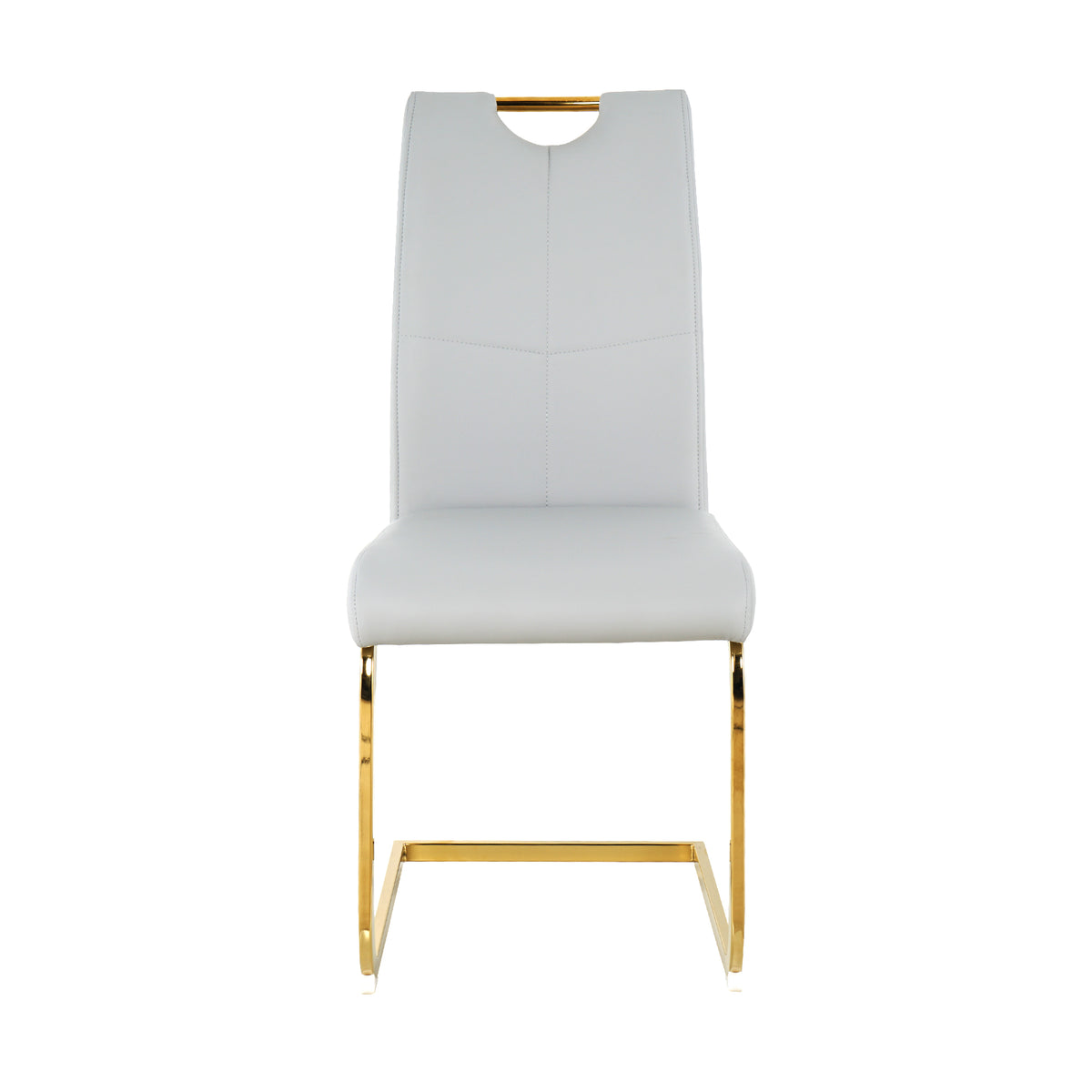 Modern Dining Chairs With Faux Leather Padded Seat Dining Living Room Chairs Upholstered Chair With Gold Metal Legs Design For Kitchen, Living, Bedroom, Dining Room Side Chairs Set Of 2 Grey Gold Metal