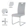 Modern Dining Chairs With Faux Leather Padded Seat Dining Living Room Chairs Upholstered Chair With Chrome Metal Legs Design For Kitchen, Living, Bedroom, Dining Room Side Chairs Set Of 4 Grey Silver Metal
