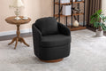 035 Linen Fabric Swivel Accent Chair With Soild Wood Round Brown Base Leg,Dark Gray Dark Gray Brown Primary Living Space Modern Eucalyptus Foam Linen