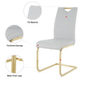 Modern Style Glass Dining Table, Elegant Transparent Design, Solid Support Base, Grey Dining Chair Set, Gold Plated Chair Legs, Suitable For Restaurant Kitchen Use Set Of 9 Grey Glass