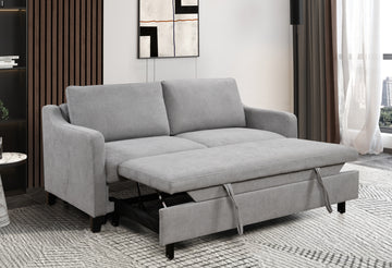 69"3 In 1 Convertible Queen Sleeper Sofa Bed, Modern Fabric Loveseat Futon Sofa Couch W Pullout Bed, Small Beautiful Seat Lounge Sofa W Reclining Backrest, Furniture For Living Room, White Gray
