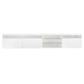 Unique Design Tv Stand With 2 Glass Shelves, Large Storage Space Media Console For Tvs Up To 105