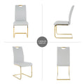 Modern Style Glass Dining Table, Elegant Transparent Design, Solid Support Base, Grey Dining Chair Set, Gold Plated Chair Legs, Suitable For Restaurant Kitchen Use Set Of 9 Grey Glass
