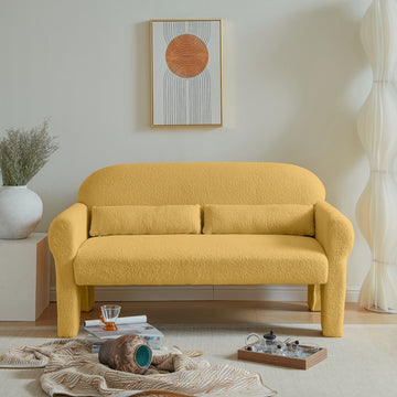 Modern Boucle Seat For Living Room Yellow Foam 2 Seat