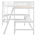 Wood Twin Size L Shaped Loft Bed With Ladder And 2 Built In L Shaped Desks, White Box Spring Not Required Twin White Wood Bedroom Solid Wood Mdf