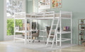 Wood Twin Size L Shaped Loft Bed With Ladder And 2 Built In L Shaped Desks, White Box Spring Not Required Twin White Wood Bedroom Solid Wood Mdf