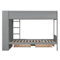 Twin Over Twin Bunk Bed With 2 Drawers And Multi Layer Cabinet, Gray Gray Solid Wood Mdf