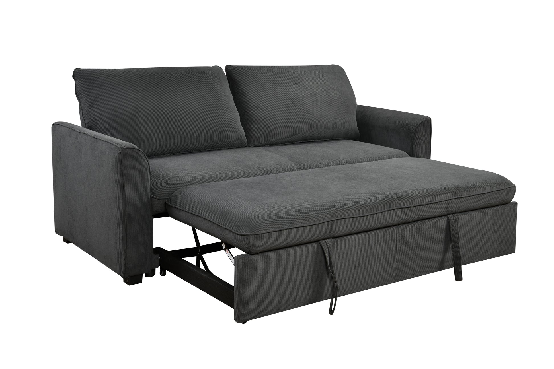 78 Inch 3 In 1 Convertible Sleeper Sofa Bed, Modern Fabric Loveseat Futon Sofa Couch W Pullout Bed, Small Beautiful Seat Lounge Sofa W Reclining Backrest, Furniture For Living Room, Dark Gray Light Brown Wood Primary Living Space Heavy Duty Eucalyptus 3