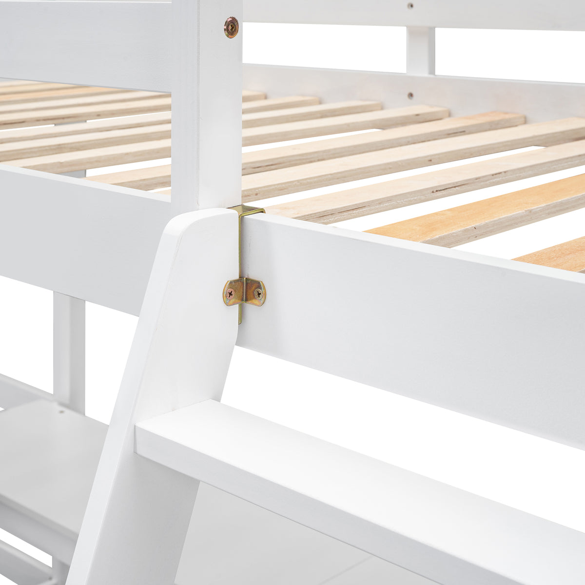 Wood Twin Size L Shaped Loft Bed With Ladder And 2 Built In L Shaped Desks, White Box Spring Not Required Twin White Wood Bedroom Solid Wood Mdf