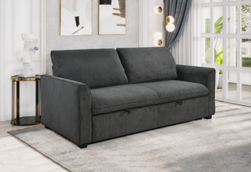 78 Inch 3 In 1 Convertible Sleeper Sofa Bed, Modern Fabric Loveseat Futon Sofa Couch W Pullout Bed, Small Beautiful Seat Lounge Sofa W Reclining Backrest, Furniture For Living Room, Dark Gray Light Brown Wood Primary Living Space Heavy Duty Eucalyptus 3