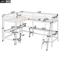 Wood Twin Size L Shaped Loft Bed With Ladder And 2 Built In L Shaped Desks, White Box Spring Not Required Twin White Wood Bedroom Solid Wood Mdf