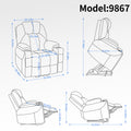 Up To 350 Lbs Chenille Power Lift Recliner Chair, Heavy Duty Motion Mechanism With 8 Point Vibration Massage And Lumbar Heating, Usb And Type C Ports, Stainless Steel Cup Holders, Brown White Metal Primary Living Space Heavy Duty Pine Brown Chenille