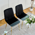 Modern Simple Light Luxury Dining Black Chair Home Bedroom Stool Back Dressing Chair Student Desk Chair Gold Metal Legs Set Of 4 Black Metal
