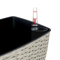 2 Pack Self Watering Planter Hand Woven Wicker Thin Square Gray Plastic Rattan