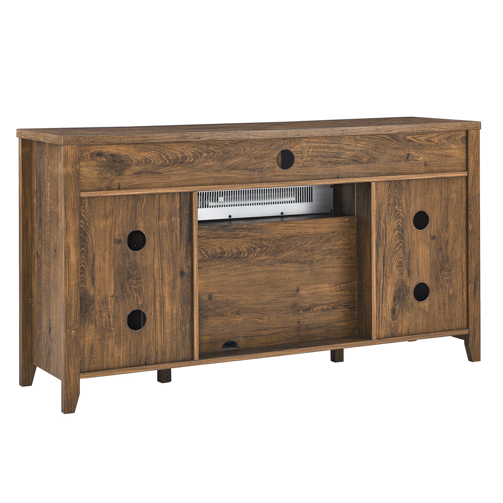 55 Inch Tv Media Stand With Electric Fireplace Kd Inserts Heater,Reclaimed Barnwood Color Powder Coated Electric Reclaimed Barnwood Vent Free Primary Living Space Yes Insert Temptered Glass Stainless Steel Mdf Electric