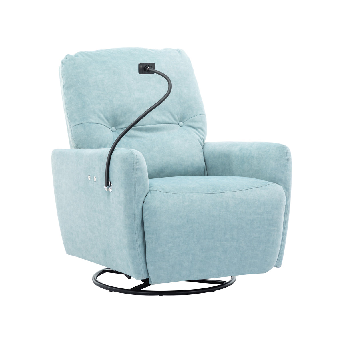 270 Degree Swivel Electric Recliner Home Theater Seating Single Reclining Sofa Rocking Motion Recliner With A Phone Holder For Living Room, Blue Blue Foam Polyester
