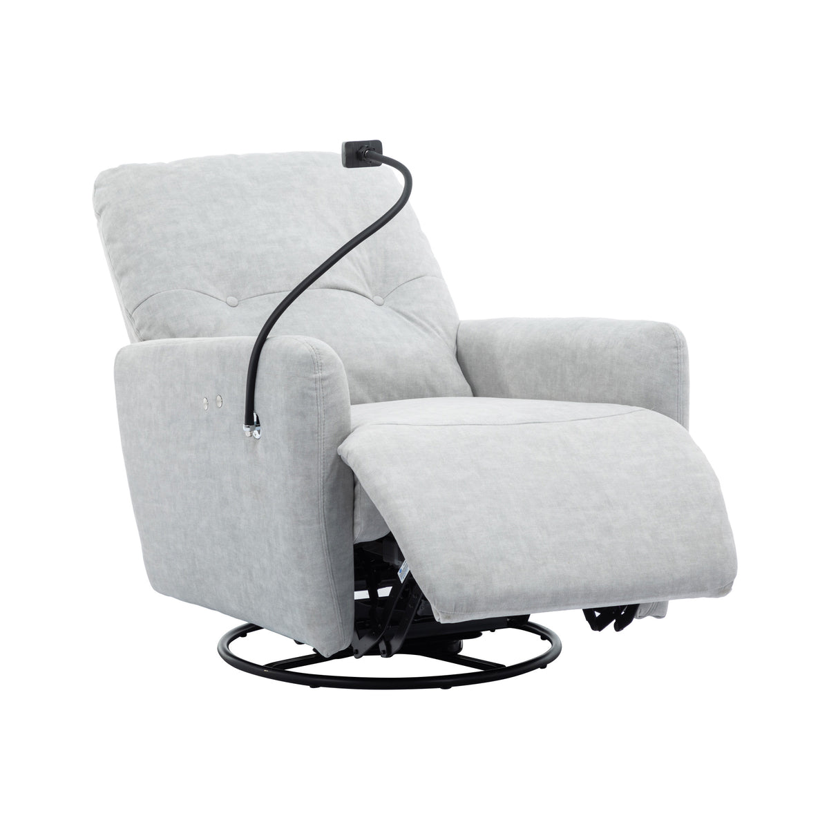 270 Degree Swivel Electric Recliner Home Theater Seating Single Reclining Sofa Rocking Motion Recliner With A Phone Holder For Living Room, Grey Grey Foam Polyester